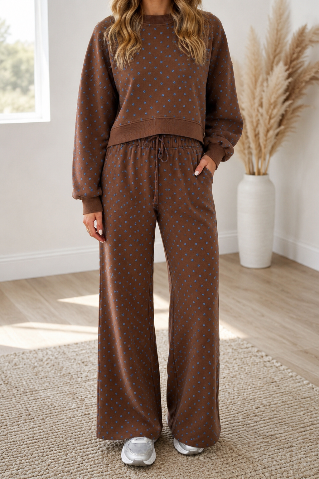 Brown Polka Dot Drawstring Set