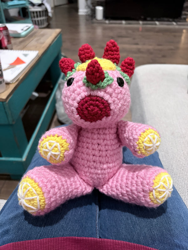 Strawberry Lemonade Dinosaur | Crochet Dinosaur Plushie