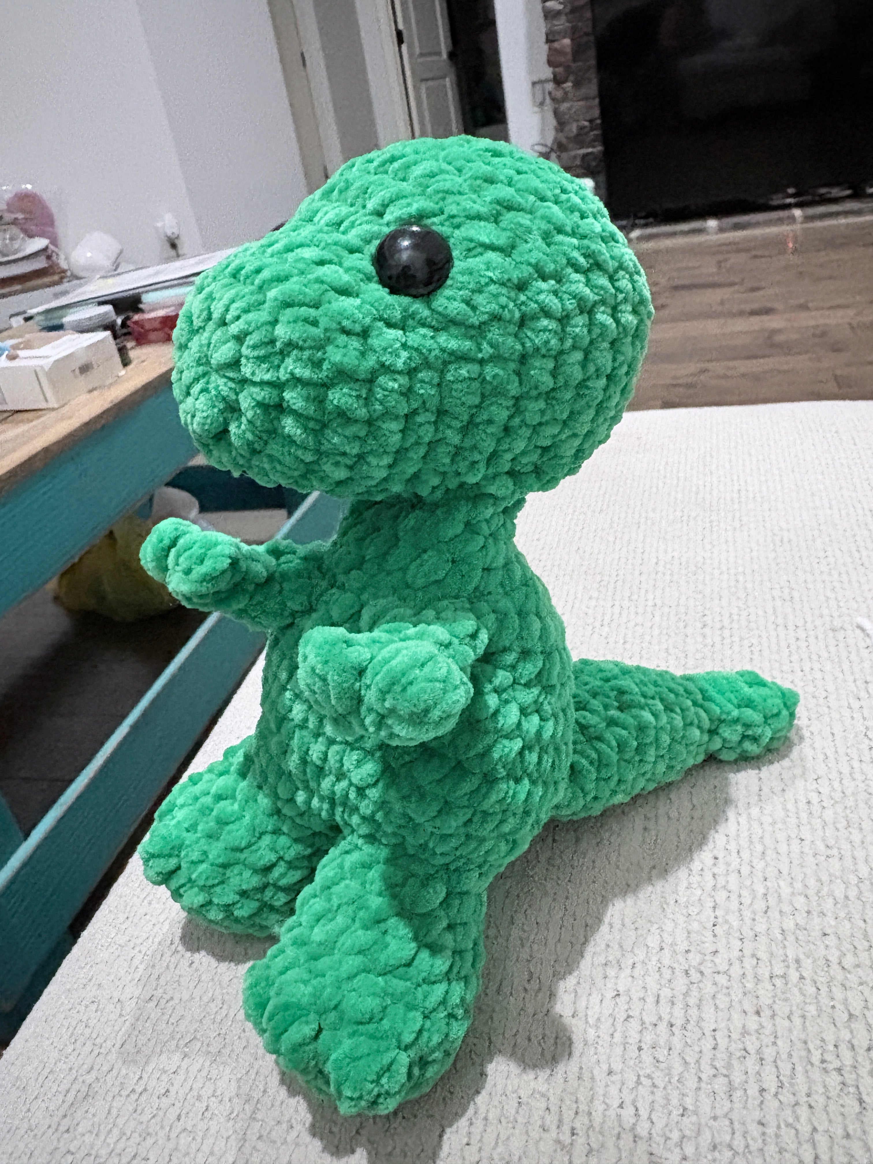 Handmade Crochet Dinosaur Plush | Soft Green Dino Stuffed Animal