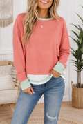 Orange Stripe Raw Seam Top