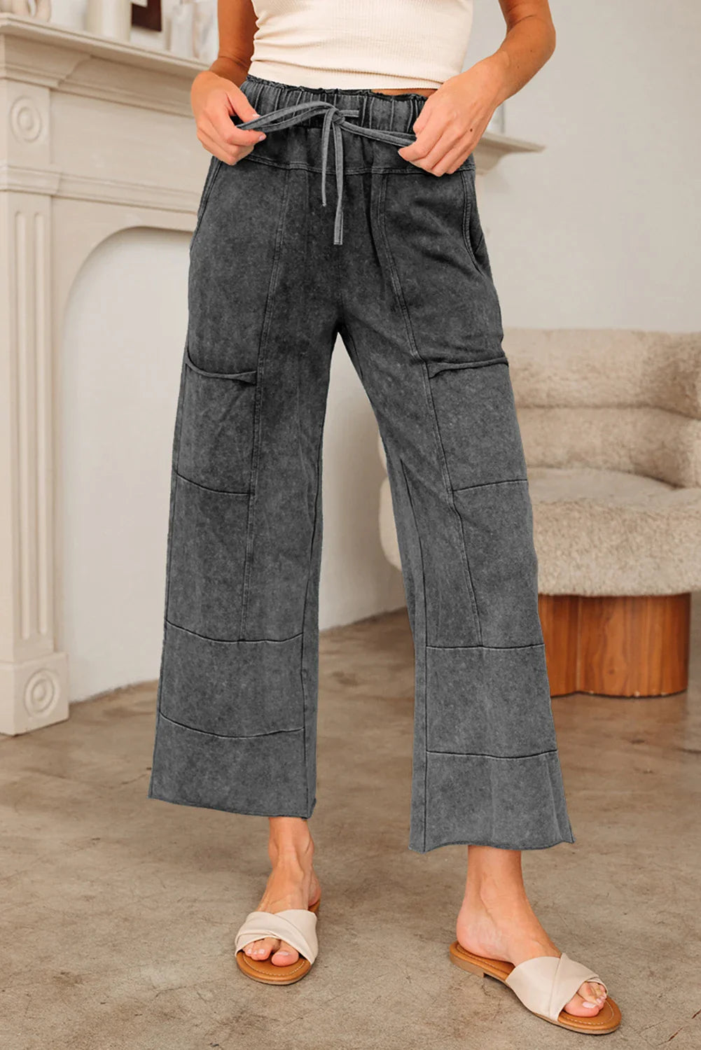 Mineral Wash Raw Hem Pants *MULTIPLE COLORS* RTS